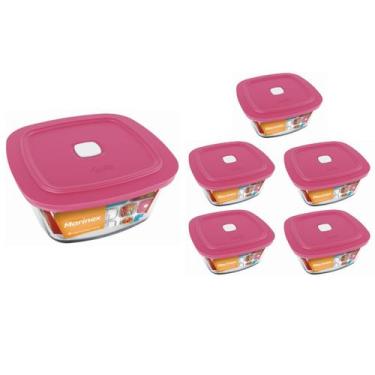 Imagem de Pote De Vidro Marinex Quadrado Facilita Vap 300ml 5Un - NADIR FIGUEREI