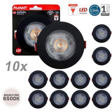 Imagem de Kit 10 Spot Led Embutir Direcionável Redondo Quente Frio - Avant, Pret