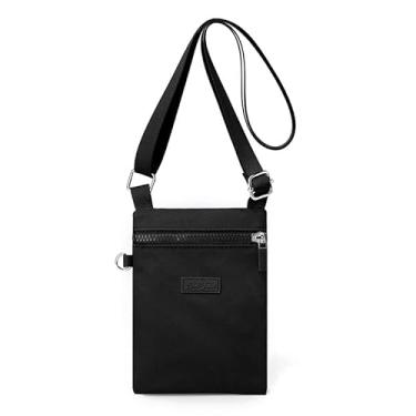 Imagem de Bolsa tiracolo pequena bolsa mensageiro casual bolsa feminina bolsa de mão bolsa de ombro de lona de nylon, Preto, Medium, Preto