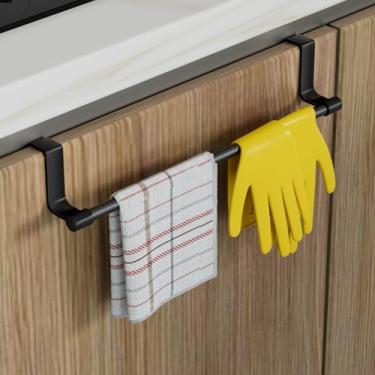 Imagem de Toalheiro de aço inoxidável para porta de armário para cozinha e banheiro, barra organizadora suspensa para panos de prato e luvas de limpeza