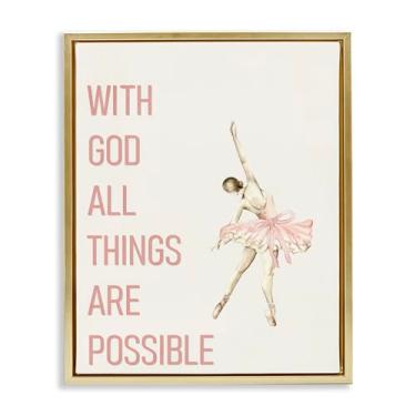 Imagem de Stupell Industries All Things Possible Ballerina Black Framed Floater Canvas Wall Art, design por Kim Allen, 21 x 17