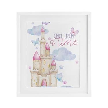 Imagem de Stupell Industries Once Upon A Time Castle Impressão emoldurada branca sob vidro, design de Kim Allen, 21 x 17