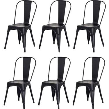 Imagem de Kit 6 Cadeiras Tolix Fosca ? Aço Industrial Preto, Estilo Retrô Para Sala, Cozinha Ou Escritório