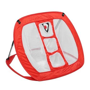 Imagem de Zhjvihx Rede de Lixamento de Golfe, Golfe -alvo Líquido 3 Orifícios -alvo Espessados Em Malha de Nylon Dobrável para Golfistas (Vermelho)