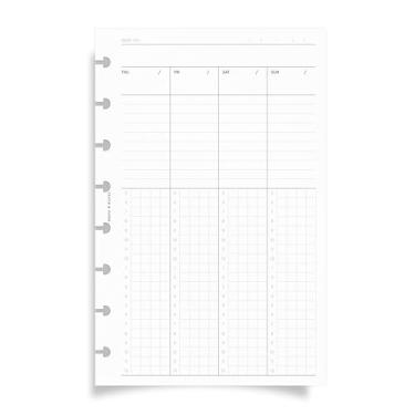 Imagem de Inserções de agenda semanal de meia letra – início de segunda-feira sem data, 32 páginas (16 dupla-face), layout de bloqueio de tempo com slots de hora em hora + grade de notas, papel pesado