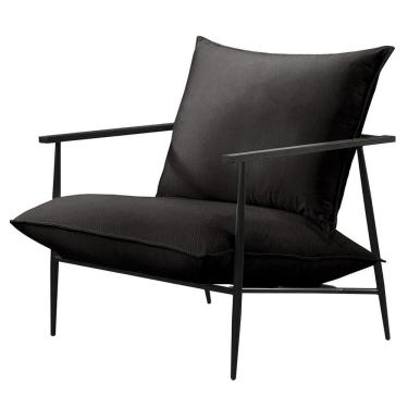 Imagem de Poltrona Agatha Luxo Metal Industrial Castellar Móbile Corino Preto