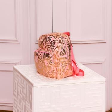 Imagem de Mochila De Costas Feminina Brilhosa Folhas Passeio Cor:rosa