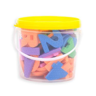 Imagem de Balde com 76 Letras e Números Em Eva Tampa Amarela