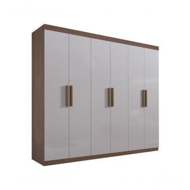 Imagem de Guarda Roupa Casal Colibri 6 Portas 6 Gavetas Sem Pés - D' Doro Castanho/off White