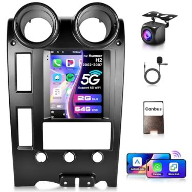 Imagem de Rádio estéreo Android 2+64G para Hummer H2 2002-2007 com Carplay sem fio Android Auto, unidade de cabeça de tela sensível ao toque de 9,7 polegadas com Bluetooth GPS Navigation Mirror Link WiFi FM/RDS