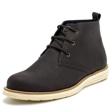 Imagem de Sapato Casual Masculino Cano Alto Liso com Sola Costurada e Cadarço-Masculino