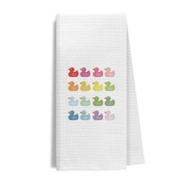Imagem de Evcprz Toalhas de mão coloridas para crianças, toalha de mão infantil para banheiro, presentes para amantes de patos, toalhas decorativas de patos de borracha coloridas para banheiro de berçário
