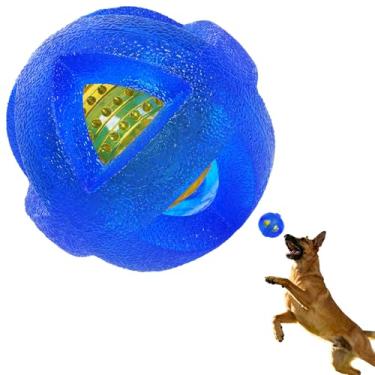 Imagem de Mnubsrva Brinquedo de bola de cachorro para mastigar e distribuir guloseimas – Bolas de borracha resistente, brinquedos interativos de bola de quebra-cabeça para cães para diversão e hora de mastigar
