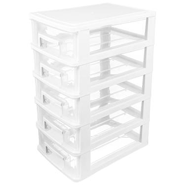 Imagem de Portable Storage Cabinet Small Drawer Organizer Drawer Storage Containers Organizers and Clear Book Shelves Bookshelf Type Closet Blanket Multifunction Office White