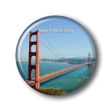 Imagem de California San Francisco Golden Gate Bridge Adesivo Ímã de Geladeira Vidro Cristal 3D Ímãs de Geladeira Viagem Cidade de São Francisco Colecionável Lembrança Presentes Decoração de Geladeira