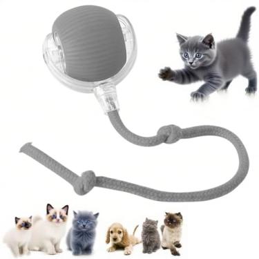 Imagem de Bola rolante automática inteligente de 360° - Brinquedo interativo para cães e gatos para gatos e gatinhos em ambientes internos (cinza)