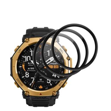 Imagem de KONXISA Pacote com 3 protetores de tela para Smart Watch Amazfit T-Rex3 PRO, membrana composta de cobertura completa para SmartWatch, película protetora de smartwatch com antiarranhões e sem bolhas