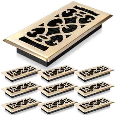 Imagem de Tuanse Pacote com 10 capas de ventilação de bronze de 4 × 25 cm Registros de piso de aço caminháveis resistentes grades de direção do fluxo de ar grades de direção decorativas capas decoração para