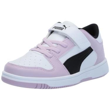 Imagem de PUMA Tênis infantil unissex Rebound Layup Lo Hook and Loop, Puma Branco - névoa de uva preta, 10 Toddler
