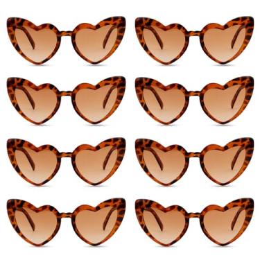 Imagem de Semato Óculos de sol em forma de coração, 8 pares de óculos de sol de despedida de solteira presentes para mulheres e meninas, Leopardo, standard