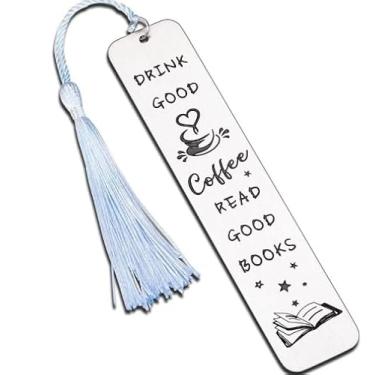 Imagem de Presentes de Natal para bebedores de café, marcador de livro com borla, para amantes de café, presente de Natal para marido, esposa, namorado, namorada, acessórios de livro para amantes de livros