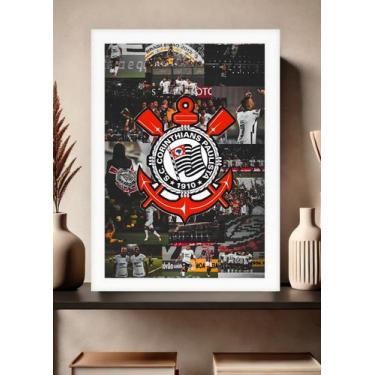 Imagem de Quadro Corinthians Campeão com Vidro e Moldura Branca - Spark Loja