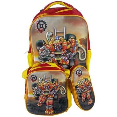 Imagem de Kit De Mochila Escolar Infantil Masculina Robo Transformers 3D Com Rodinhas Em Silicone Acompanha Lancheira Termica E Estojo Kit De Mochila Resistente