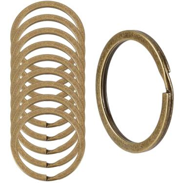 Imagem de SOFPLATE 1 caixa pacote com 50 anéis redondos divididos chaveiro plano metal 1,18 polegadas bronze antigo ferro vintage retro laço duplo chaveiro de salto para chaveiros de carro cordões de cinto faça