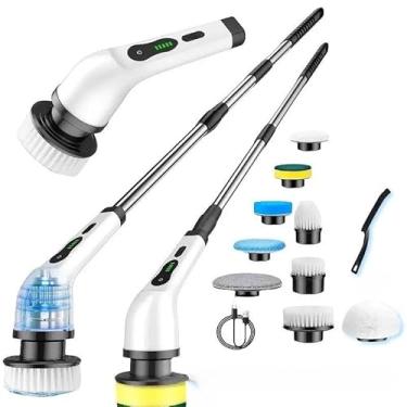 Imagem de Escova Elétrica magica de Limpeza giratória 9 em 1 Sem Fio, Limpador de Cozinha para Pisos, Banheiro, Carro e Cozinha