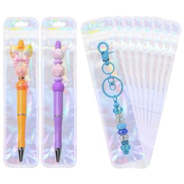 Imagem de DASTTUIS 100 sacos holográficos Mylar - sacos de embalagem Ziplock transparentes à prova de resselagem - sacos de amostra, batom, doces, joias, pulseira, sacos de armazenamento de festa para pequenas