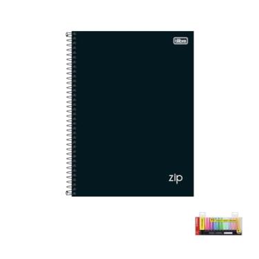 Imagem de Kit Caderno Universitário Tilibra Preto 10 Matérias 160 Folhas + Marca Texto Boss 15 Cores