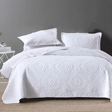 Imagem de SPXMQSS Edredons Queen Size, Colchas acolchoadas macias e leves de algodão puro todas as estações 3 peças colchas king size antiderrapante sem encolhimento (1 colcha, 2 capas pollow 50 * 70 cm) F, 230