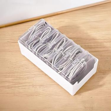 Imagem de Organizador de cabos com 7 caixas de armazenamento, organizador de carregador para viagem, organizador de fios, gerenciamento de fios, para acessórios de mesa, caixa de armazenamento de cartões de