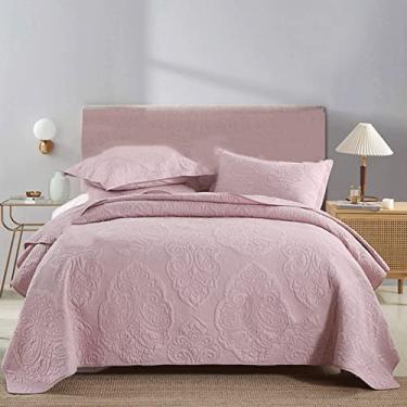 Imagem de Edredons Queen Size, Colchas acolchoadas macias e leves de algodão puro SPXMQSS para todas as estações 3 peças colchas tamanho king antiderrapante sem encolhimento (1 colcha, 2 capas pollow 50 * 70 cm