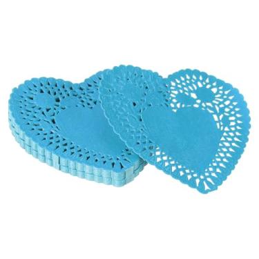 Imagem de YELARXI Doilies de papel, papel de coração, toalha de renda, descartáveis, utensílios de mesa modernos, decorativos a granel – Adequado para bolos/sobremesas/alimentos fritos grelhados assados) 10 cm