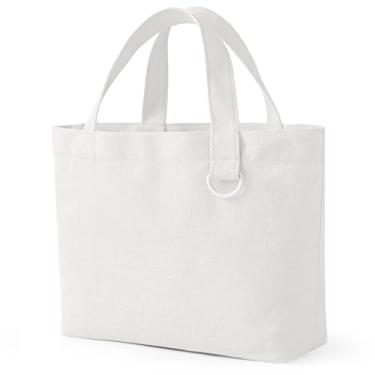 Imagem de KIDJFGG 1 pacote de pequenas bolsas de lona, mini sacolas a granel para mulheres, sacola de sublimação fofa em branco reutilizável DIY com alças e anel D para almoço, lembrancinhas de festa, presentes