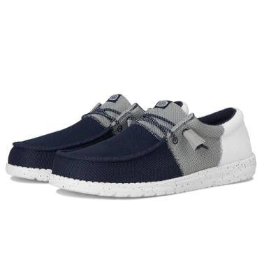Imagem de HEYDUDE Mocassim masculino Wally Tri Varsity de malha, Azul-marinho/cinza, 46