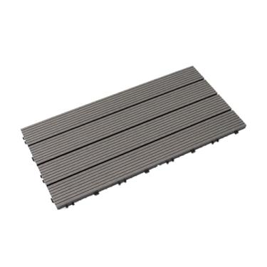 Imagem de SPXMQSS Tábuas de deck, azulejos compostos para pisos de azulejos, piso de deck de plástico de madeira fácil de instalar, ótima drenagem para jardim de pátio interno externo 30 x 60 x 2 cm D 6 peças