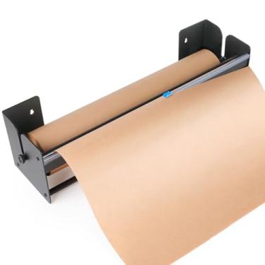 Imagem de Perkhomy Dispensador e cortador de rolo de papel de 61 cm - Montagem em parede resistente, mesa antiderrapante - Kraft, freezer, papel de açougueiro - Rolos de até 91 m (preto, 61 cm)