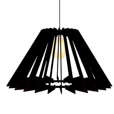 Imagem de Luminária Teto Tipo Pendente Pirâmide Mdf Completa - Cor:preta