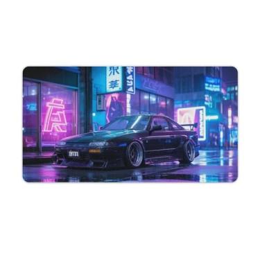 Imagem de HouLaiZhe 240sx JDM Carro Neon Night Grande Gaming Mouse Pad Tapete de Mesa Base de Borracha Antiderrapante Laptop Acessórios de Computador Suprimentos Bloco de Escrita para Escritório Casa 40 X 75 cm