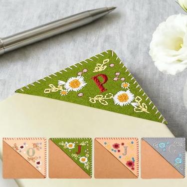 Imagem de 1 marcador de página de tecido, marcador de página bordado, costura decorativa para escritório, estudo, material escolar, acessórios, verão, letra P