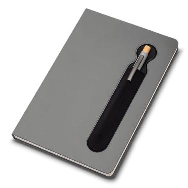 Imagem de Caderno Executivo com Capa Dura em Cinza, Suporte para Caneta Integrado, 80 Folhas, Formato A5, Design Profissional