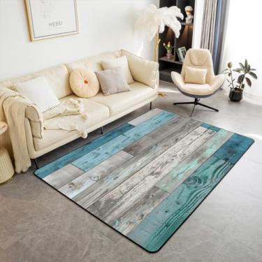 Imagem de Erosebridal Tapetes rústicos ocidentais 12 x 17 cm, tapete lavável verde azul cinza, tapetes vintage para sala de estar, porta de celeiro vintage, conjunto de tapetes de realce de pintura a óleo grunge para sala de jantar, quarto, escritório