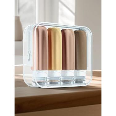 Imagem de Garrafas de viagem para artigos de higiene pessoal, recipientes de tamanho de viagem de 85 g, à prova de vazamento, acessórios de viagem recarregáveis de silicone líquido espremível para xampu e loção