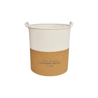 Imagem de Cesto Organizador Rústico para Lavanderia Dobrável, 55L, Duas Cores, Material Premium para Roupas Sujas e Multiuso (Branco)