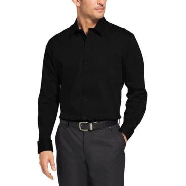 Imagem de Camisa Social Masculina Bom Pano Manga Longa Lisa Preta, GG