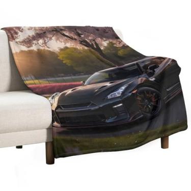 Imagem de HouLaiZhe Cobertor Super Macio Flanela Sakura Carro R35 Estático JDM Esportes Roadster Leve Cobertor de Refrigeração para Sofá-Cama Cadeira Sofá Carro Viagem ao Ar Livre Leve Quente 127 cm x 152 cm