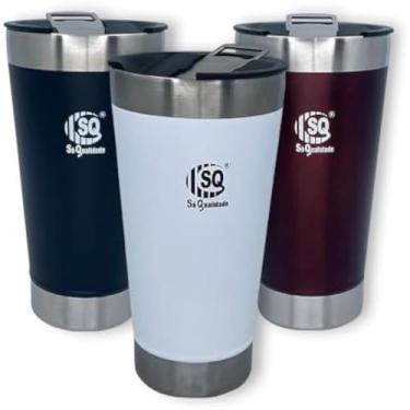 Imagem de Copo de cerveja termico de aco inoxidavel com abridor, resistente, 500ml, azul - Cores sortidas