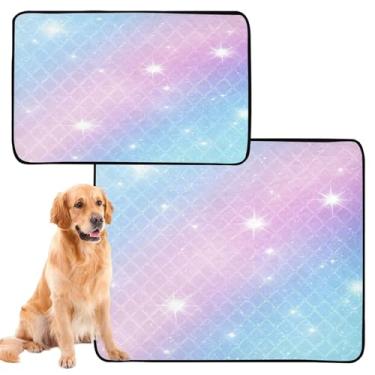 Imagem de CEBUGI Almofadas de xixi laváveis para cães, pacote com 2, almofadas impermeáveis para filhotes de cachorro, antiderrapante, à prova de vazamento, para cama de cercadinho, fundo gradiente azul roxo